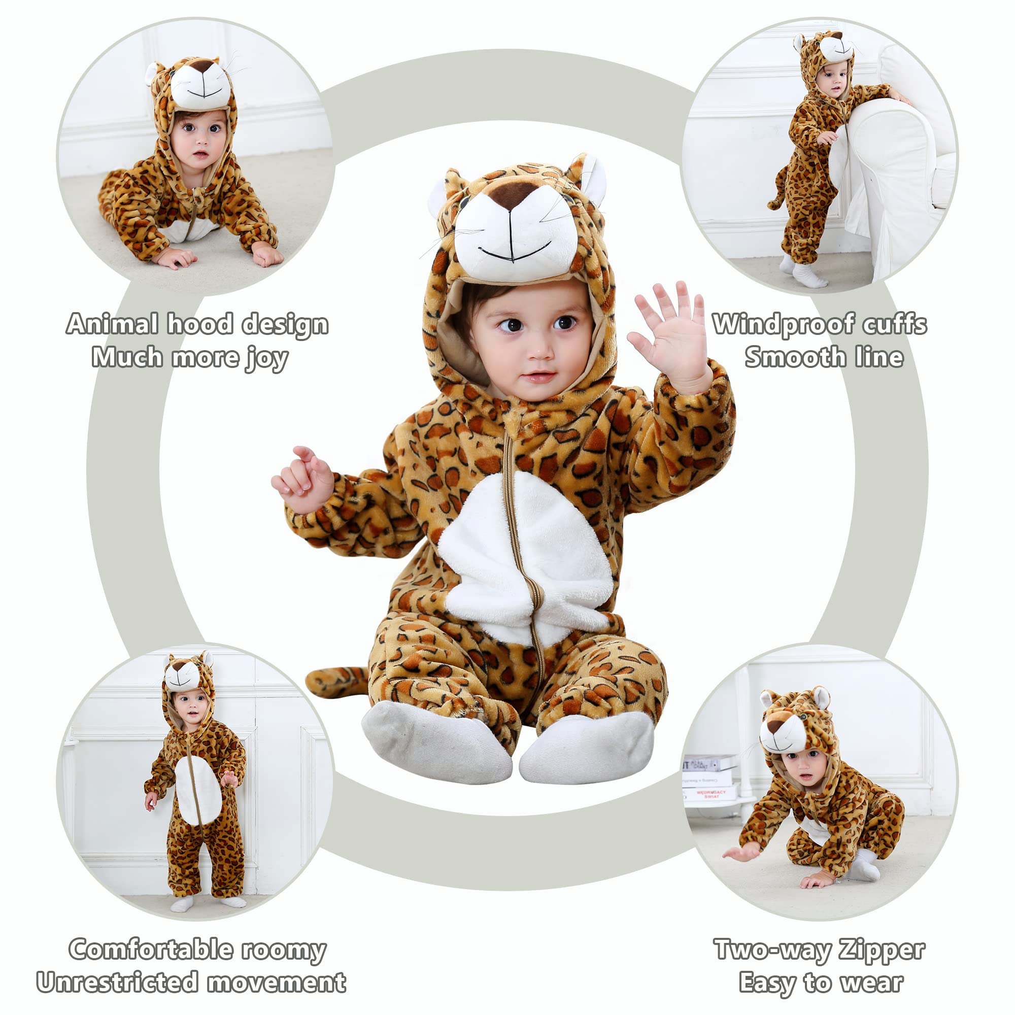Kapuzen Body für Babys Winter Flanell Overall Schlafanzug 2-36 Monate