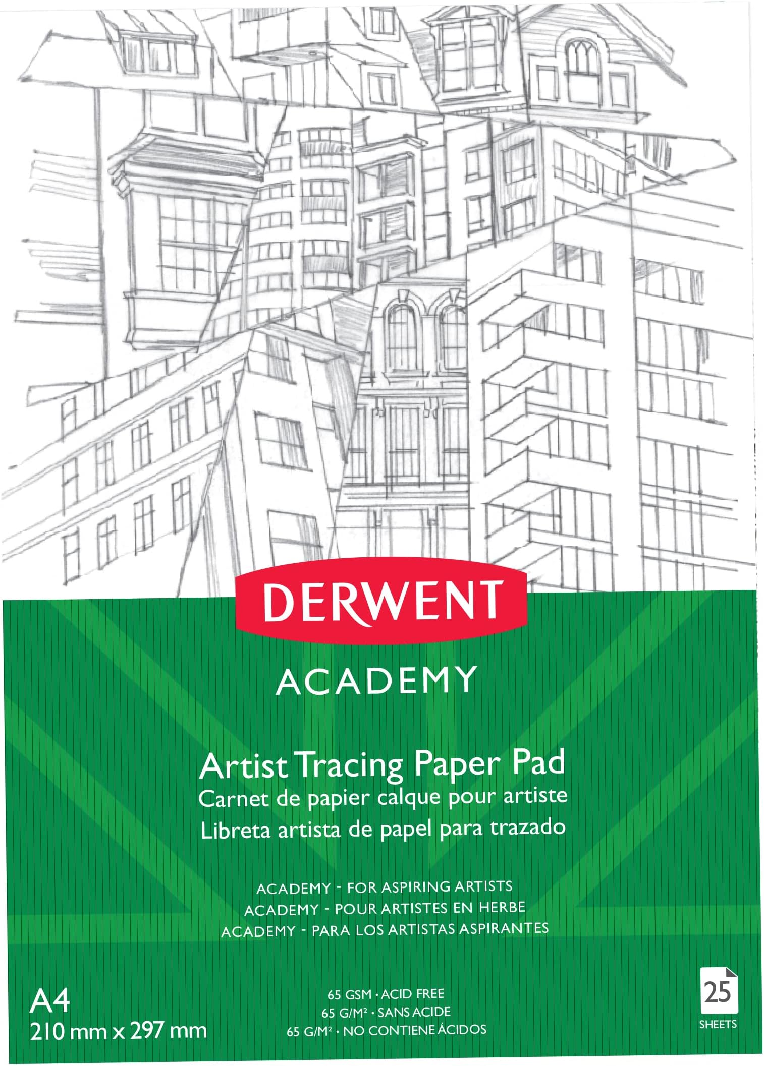 DERWENT Academy Tracing Paper Pad 25 Sheets, 65 GSM (A4 Portrait)