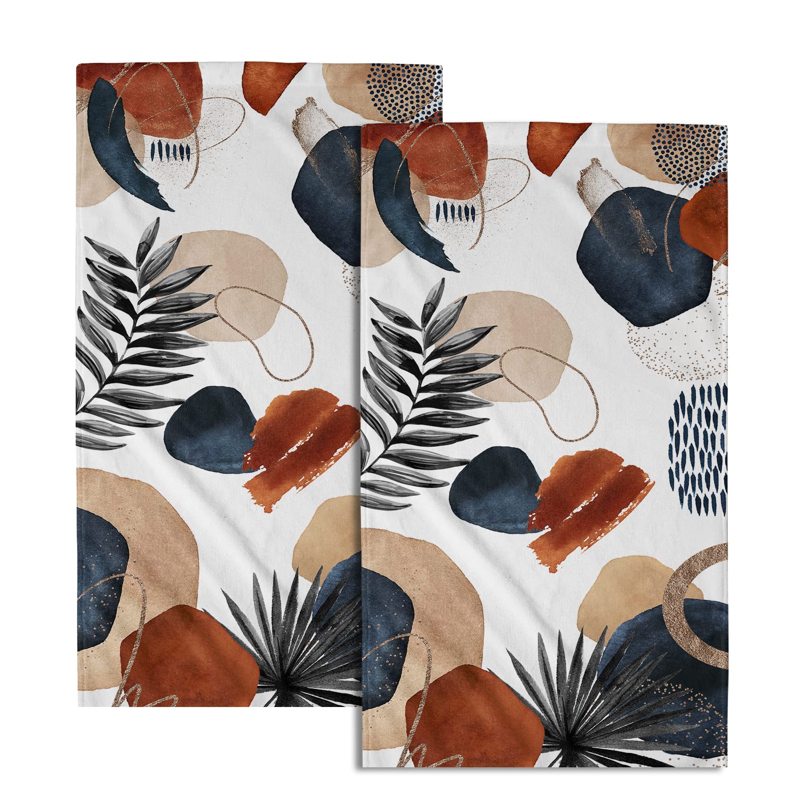 Giwawa Blue Boho Hand Towels Modern Geometric Bath Towels Set of 2 Soft Fingertip Kitchen Dish Towels Washcloth for Bathroom Hotel Gym Spa