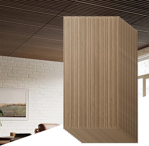 Giantex Fluted PVC Wall Panels 12 Pack 48x24 Walnut | Waterproof 3D Slat Wall & Drop Ceiling Tiles Giantex Fluted PVC Wall Panels 12 Pack 48x24 Walnut | Waterproof 3D Slat Wall & Drop Ceiling Tiles