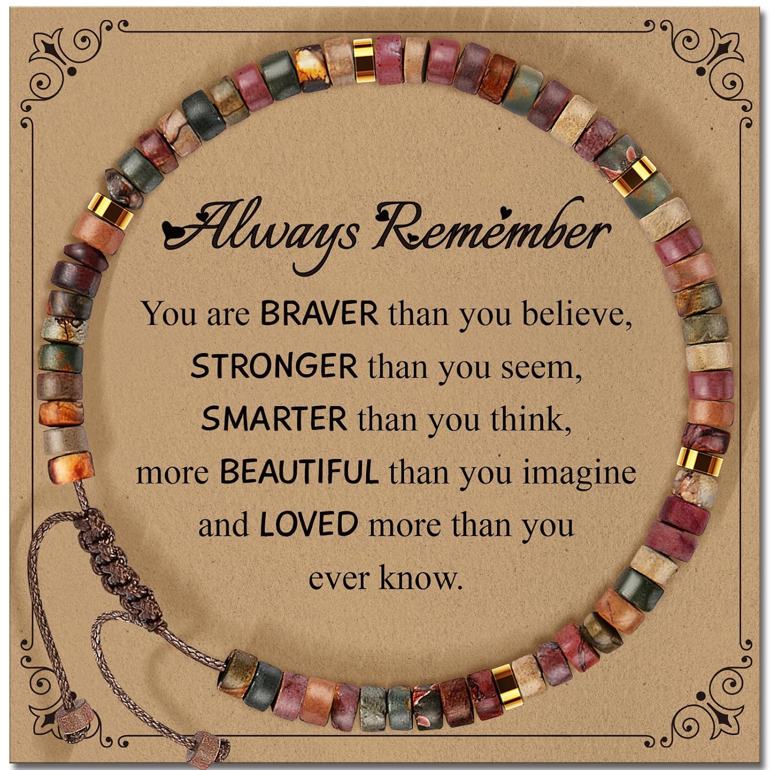 Inspirational Christmas Bracelet Gifts for Women: Healing Natural Stone Bracelet - Thinking of You Get Well Soon Birthday Gifts for Friend Sister Bestie BFF