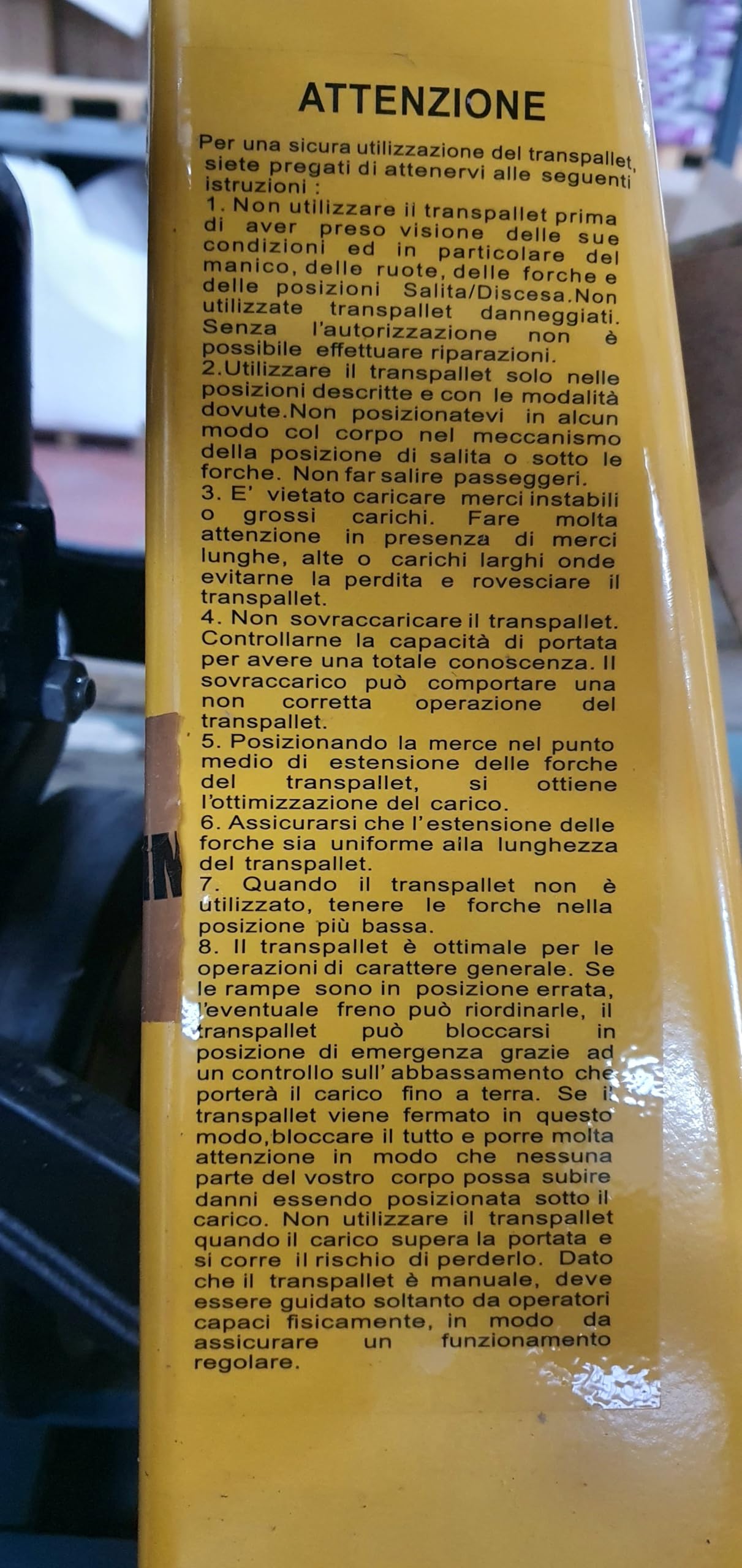TRANSPALLET MANUALE PORTATA KG 2500 FORCHE LUNGHE LTF 059500010IN