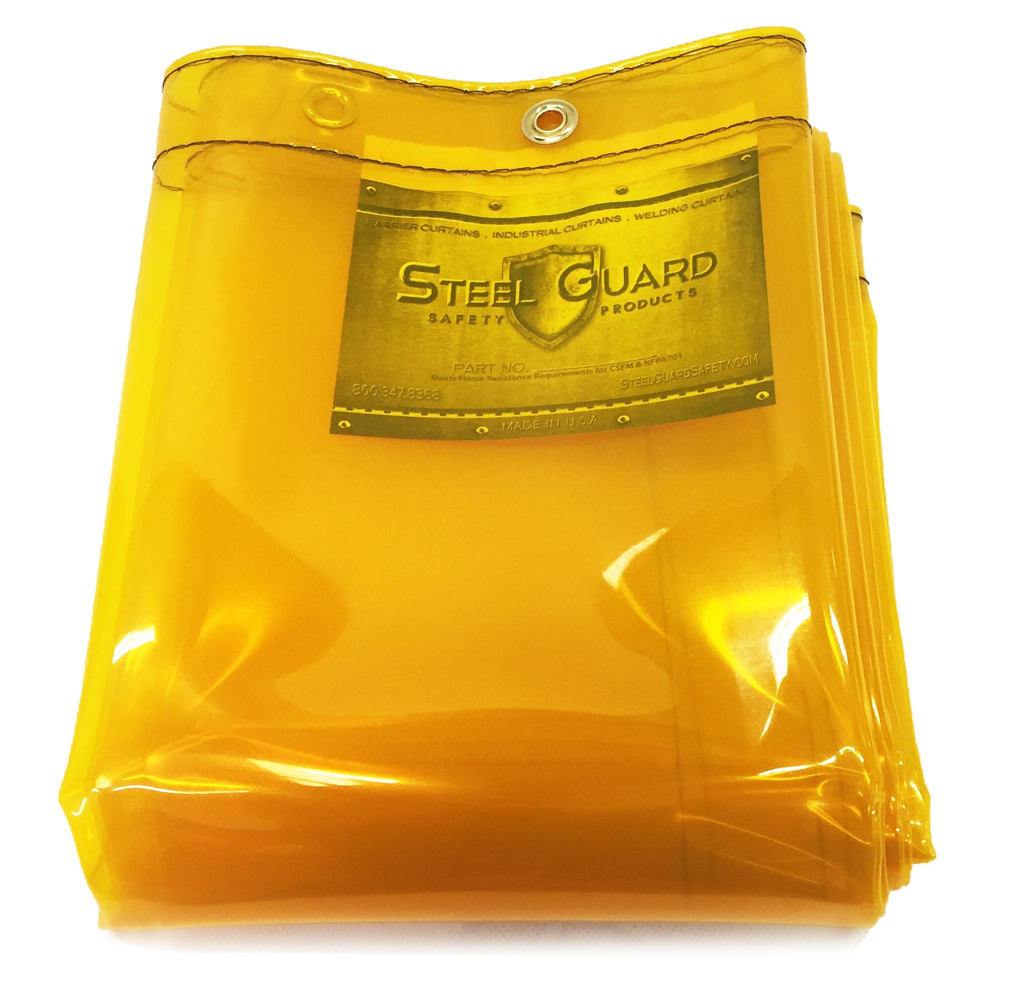 Steel Guard Safety Welding Curtain - H- 6' x W- 6' - See-Thru 14 mil Yellow Transparent Welding Curtain