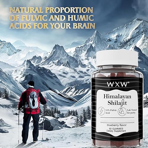 Miniatura 4 de WXW Gomitas puras de Shilajit del Himalaya  Ácido fúlvico y más de 85 oligominerales  Ashwagandha, Gokshura  Sin azúcar añadido  para hombres y