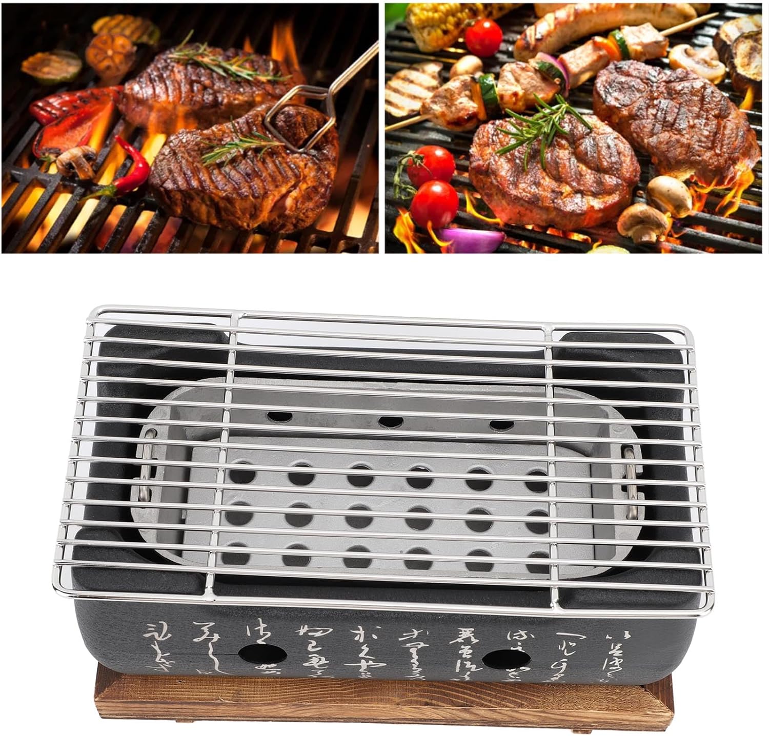 Japanese Style BBQ Grill Stove, Compact Portable Charcoal Grill for Camping, Family Gathering, with Aluminum Grill Base for Quick Heating, Even Cooking, and Premium Taste (M)