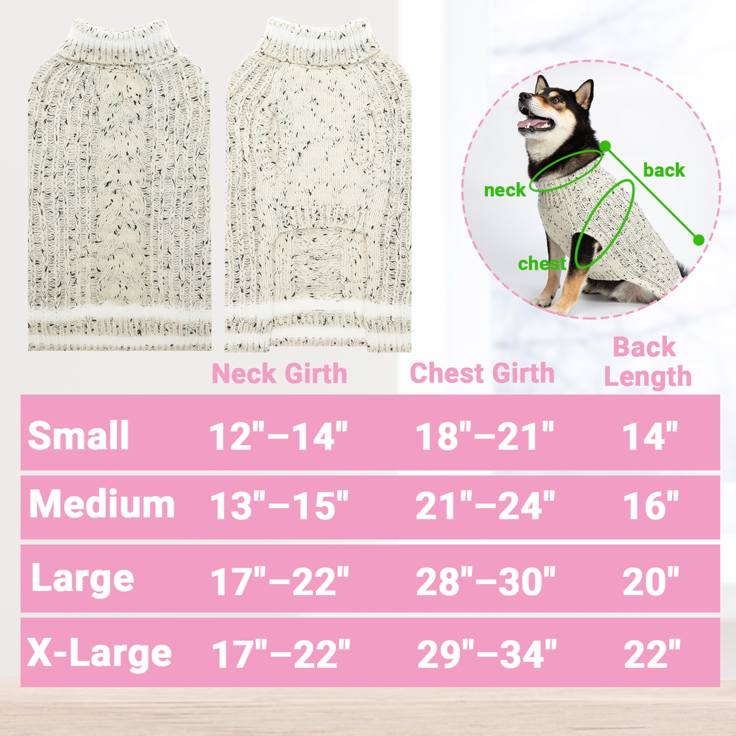 CUSOZWO Hundepullover für kleine, mittelgroße und große Hunde, Rollkragen-Fleece, warme Winter-Strickware, Outfit für kaltes Wetter, drinnen und draußen
