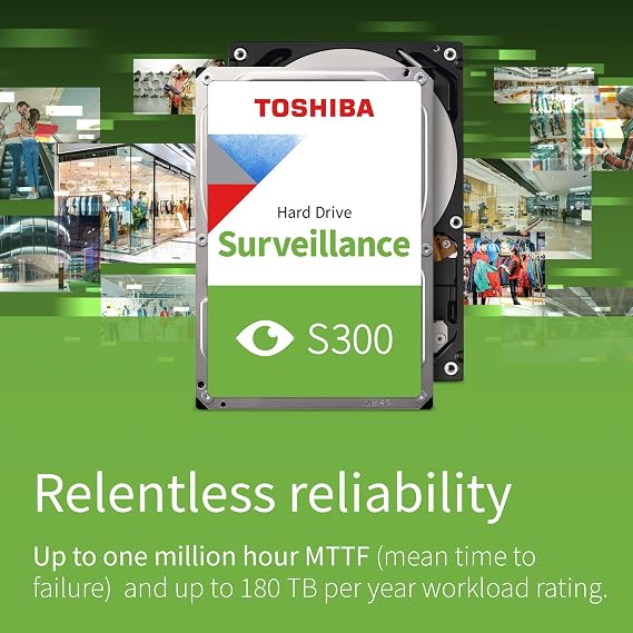 Toshiba S300 2TB Surveillance HDD – 3.5”, 5400RPM, 128MB Cache, SATA III