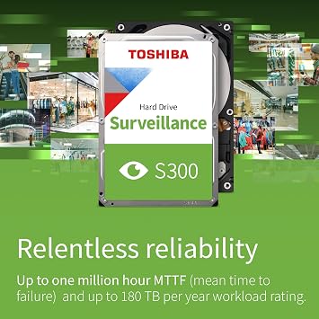 Toshiba S300 2TB Surveillance HDD – 3.5”, 5400RPM, 128MB Cache, SATA III