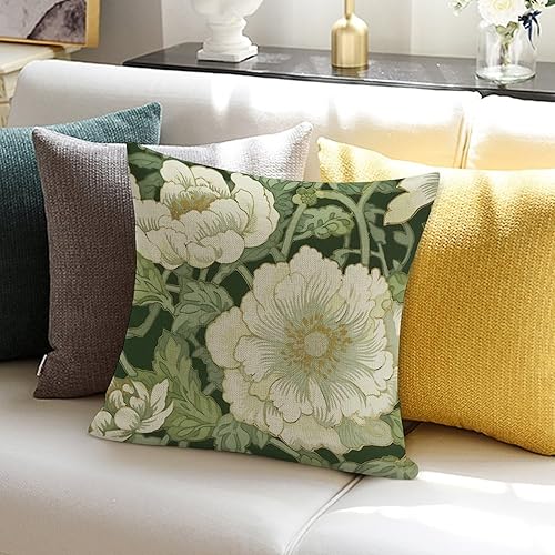 Miniatura 5 de Funda de almohada de 20 x 20 pulgadas, color gris, morado, verde, chinoiserie, funda de cojín floral de inspiración asiática, funda de almohada