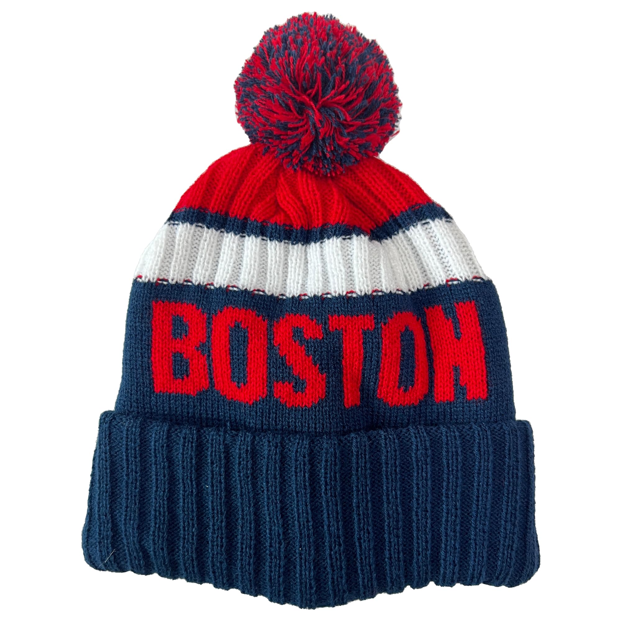 City Beanie Knit Hat with Pom Winter Cuffed Cap Sport Fans Gift for Men Women