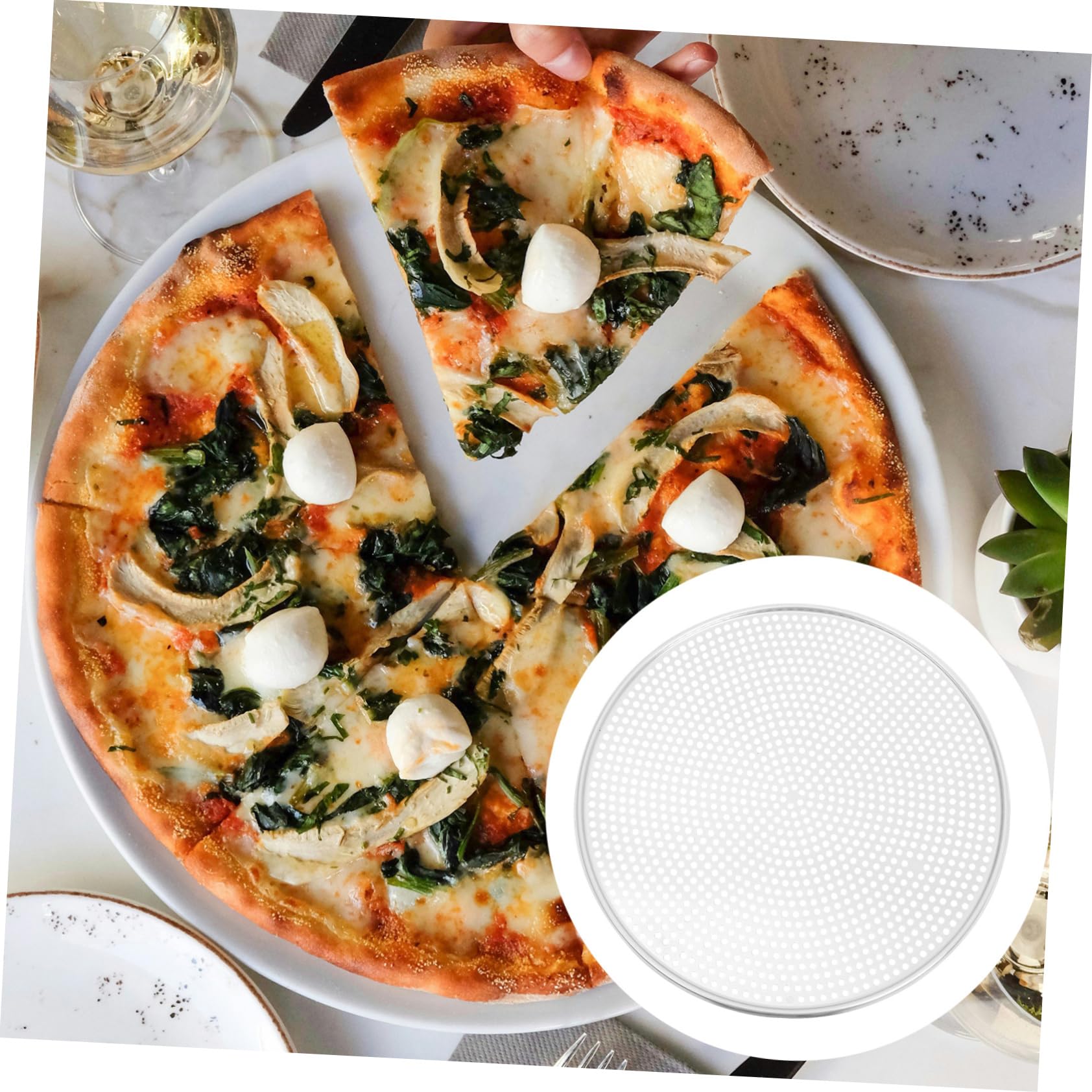 DOITOOL Bandeja De Pizza Perforada De Aluminio 16 Pulgadas Para Horno, Malla Para Hornear Uniforme, Resistente Al Calor, Uso Doméstico y Profesional, Adecuado Para Pizza y Repostería