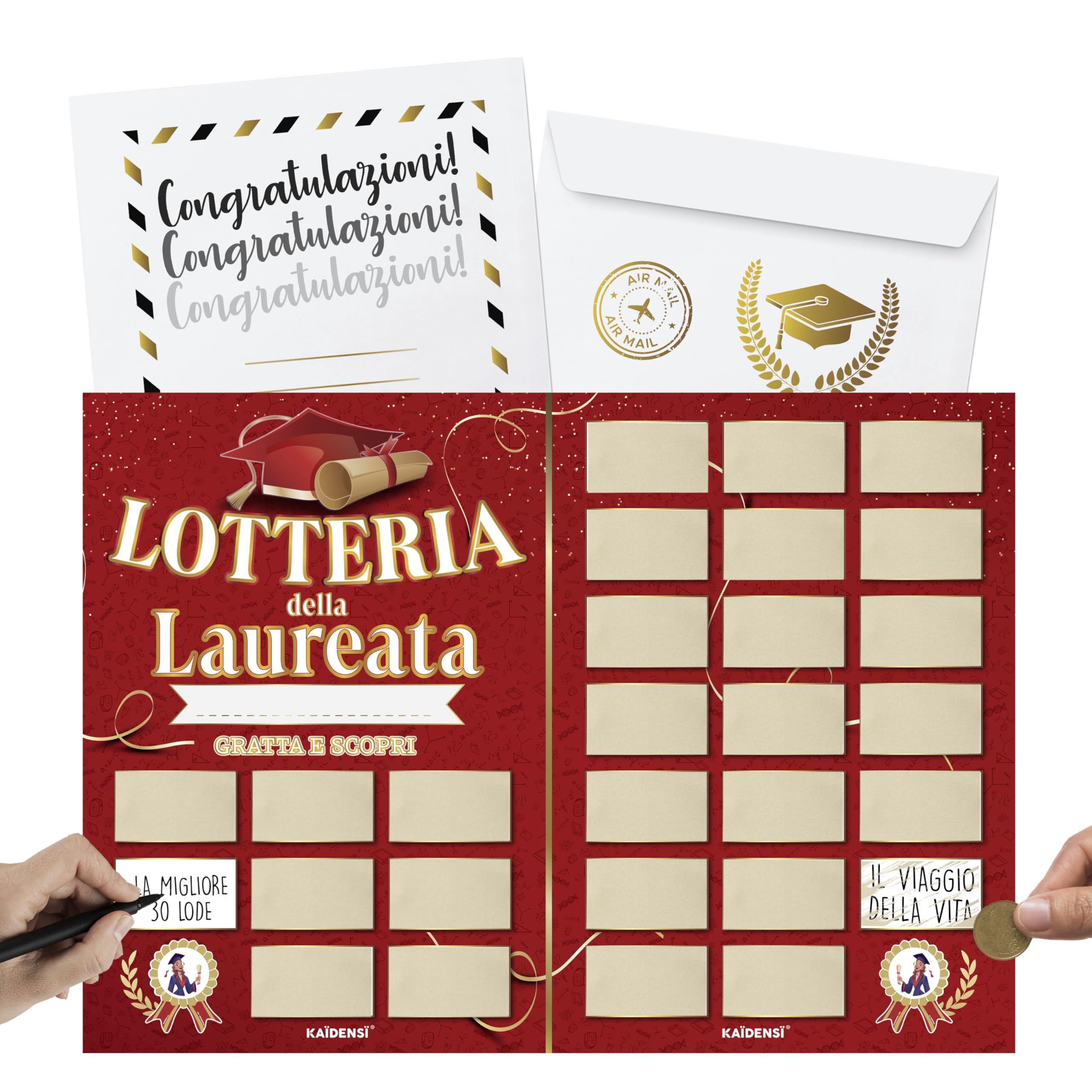 KAÏDENSÏ Regalo Laurea Donna - Gioco Gratta e Vinci Personalizzato - Scherzi Regali Divertenti