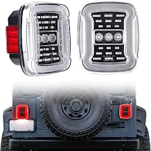 LED Tail Lights Compatible with Wrangler YJ 1987-1995, TJ 1997-2006, CJ5 1976-1983, CJ7 1976-1986, CJ8 1981-1985 Rear License Plate/Running/Brake/Turn Signal/Reverse Light Kit,2PCS Clear Lens