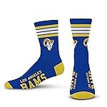 For Bare Feet NFL 4 Stripe Deuce Crew Sock, Los Angeles Rams, Large