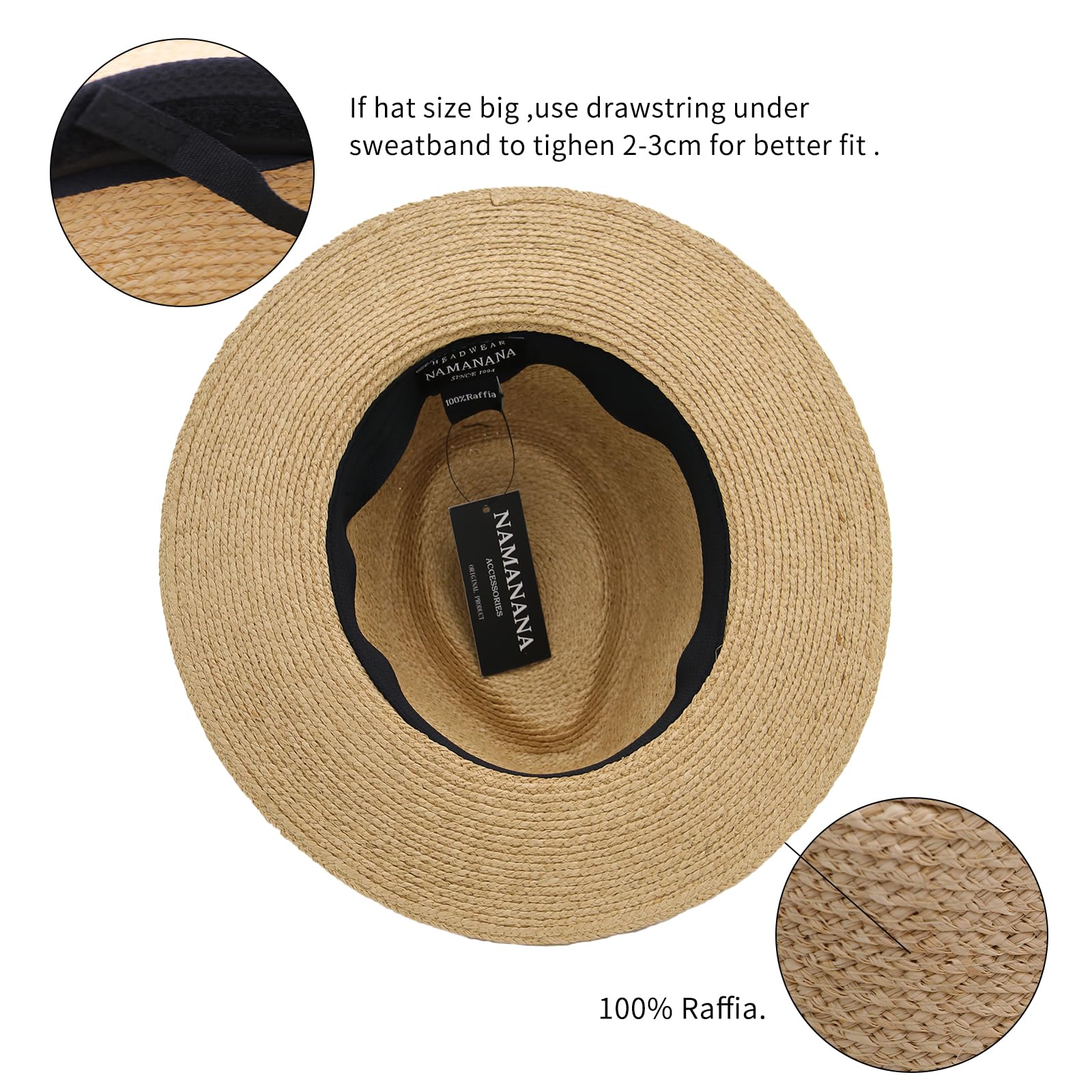 Sombrero Panamá para mujer, sombrero de rafia, sombreros de playa, sombrero de paja de ala ancha