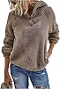KIRUNDO Sherpa Pullover Womens Fuzzy Fleece Hoodies Sweatshirts 2026 Casual Long Sleeve Shaggy Winter Clothing With Pockets