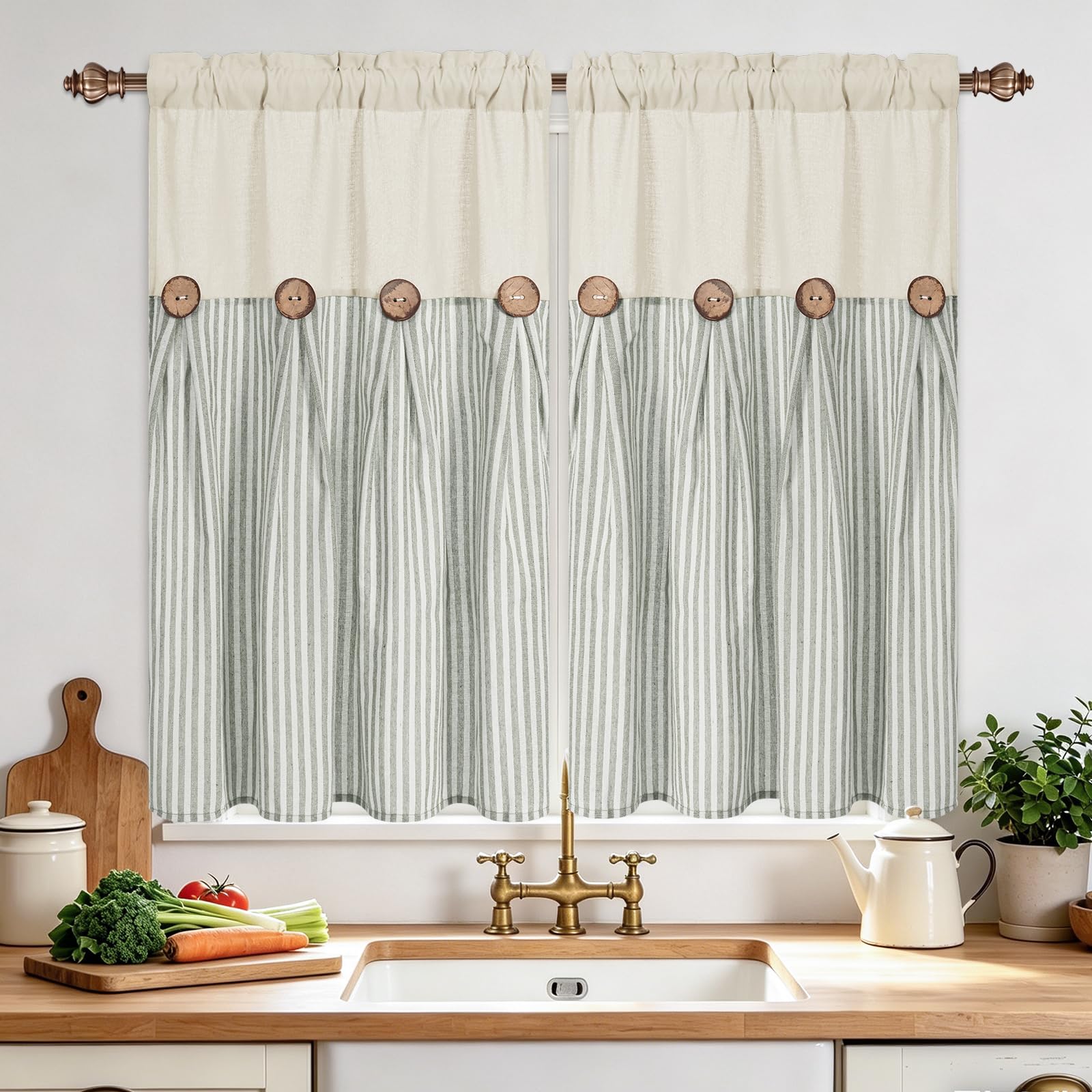 BLEUM CADE Farmhouse Kitchen Curtains