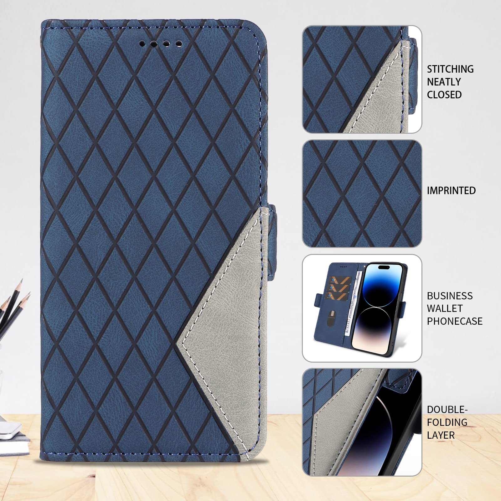Custodia In Pelle Per Huawei Honor X7a – Portafoglio Con Slot Per Carte, Chiusura Magnetica E Funzione Cavalletto – Blu