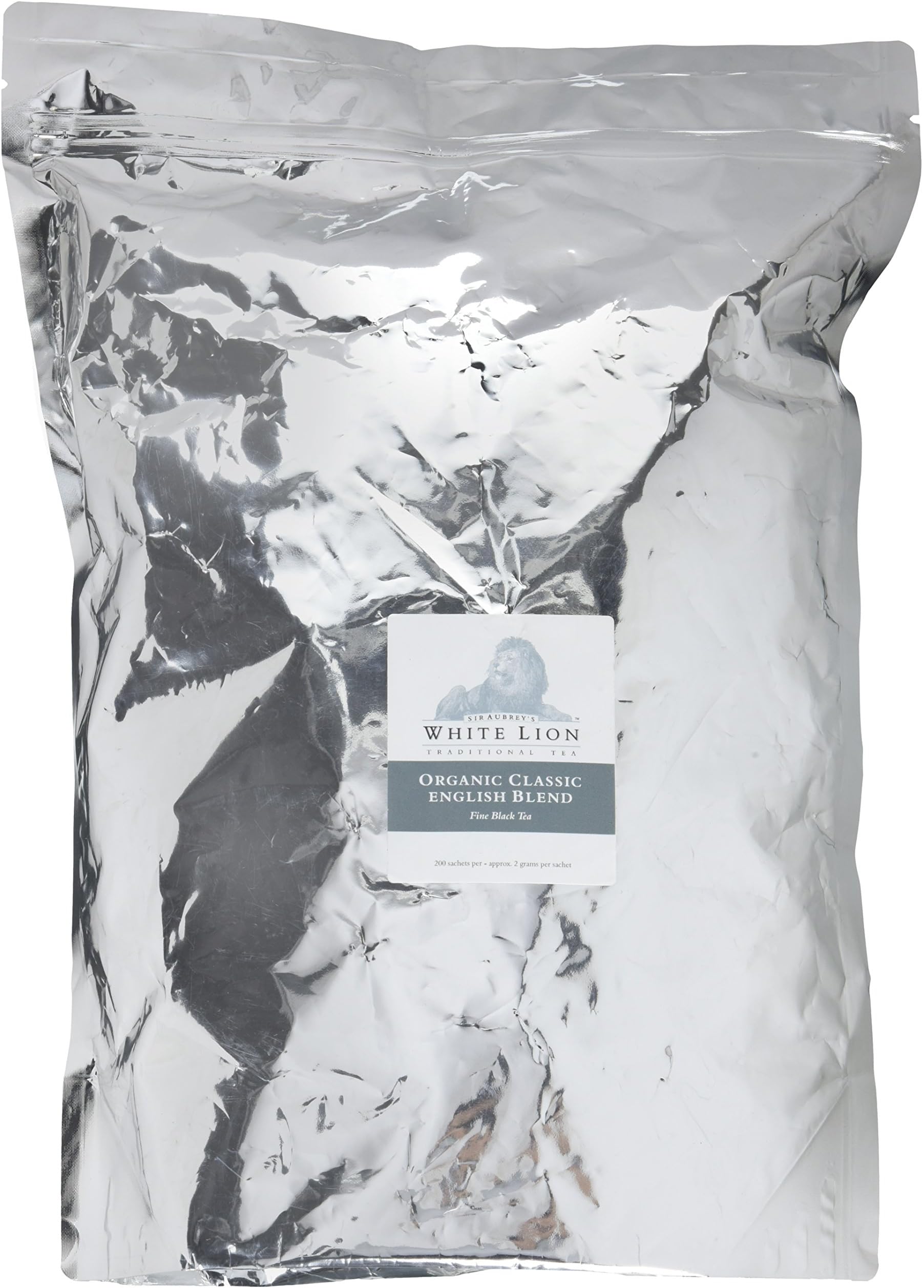 White Lion Organic Classic English Bulk Sachet Resealable Tea Bag, 200 Count