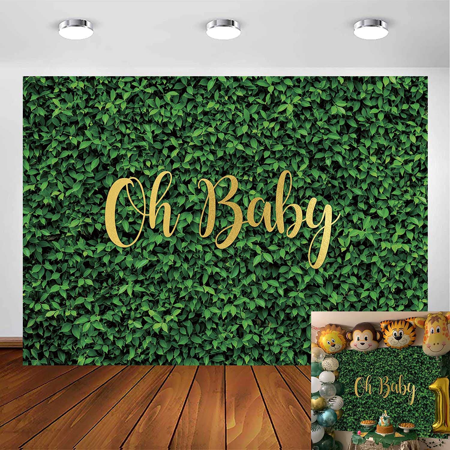 Buy Baby Shower Backdrop Green Leaves Lawn Outdoorsy Boy Girl Baby Shower Photography Background