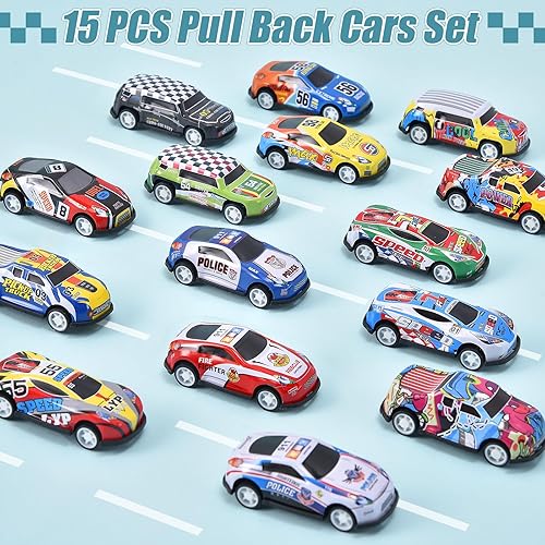 Miniatura 2 de Juego de 15 piezas de autos de carreras de juguete de juguete, 3 pulgadas, de aleación de metal, fundidos a presión a presión a presión para niños