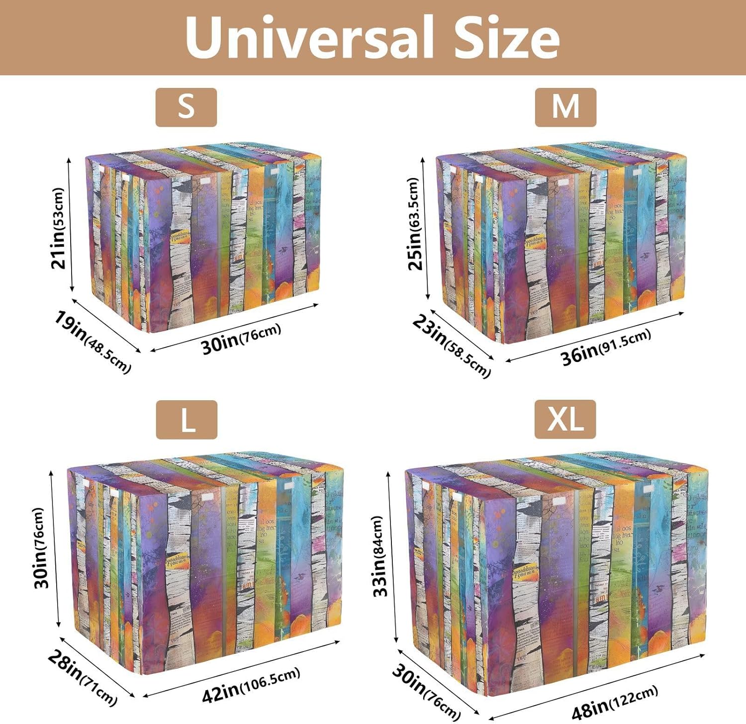 Three Colorful Birch Trees Dog Crate Cover S-XL Breathable Pet Cage Cover with Mesh Windows, Reduces Barking, X-Large