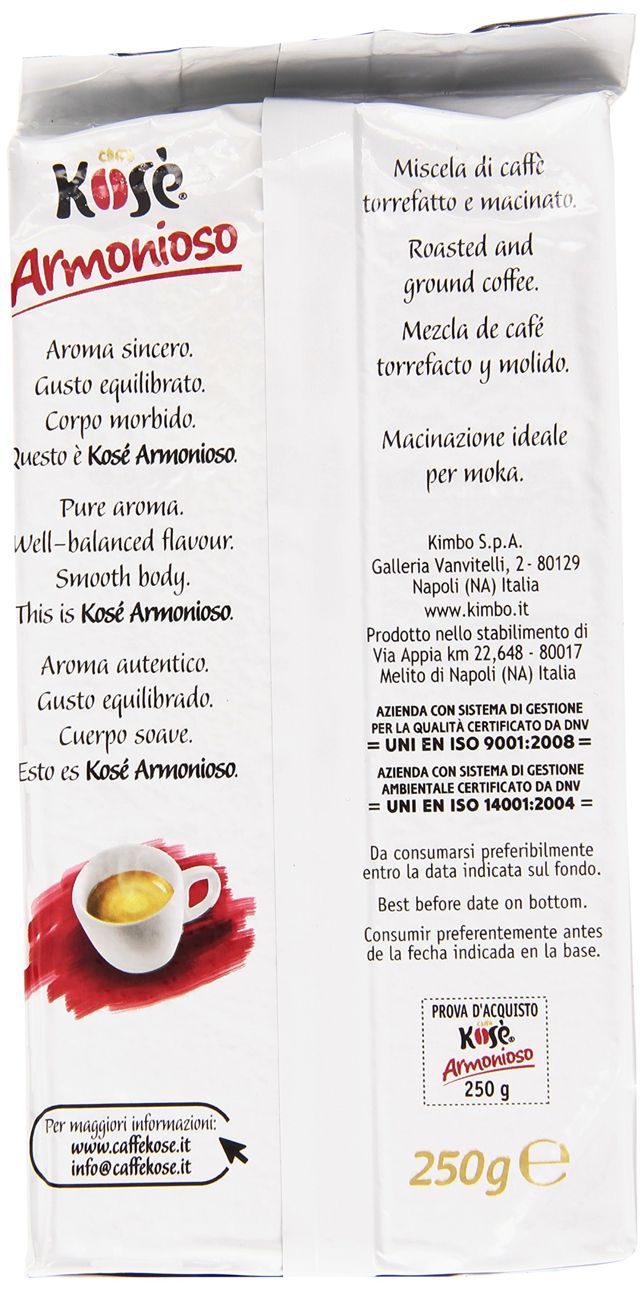 10 x Kose Kosè Caffe kawa Armonioso Kimbo mielona Włochy 250 g Espresso