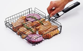 GrillPro 24876 Deluxe Non Stick Broiler Basket with Detachable Handle