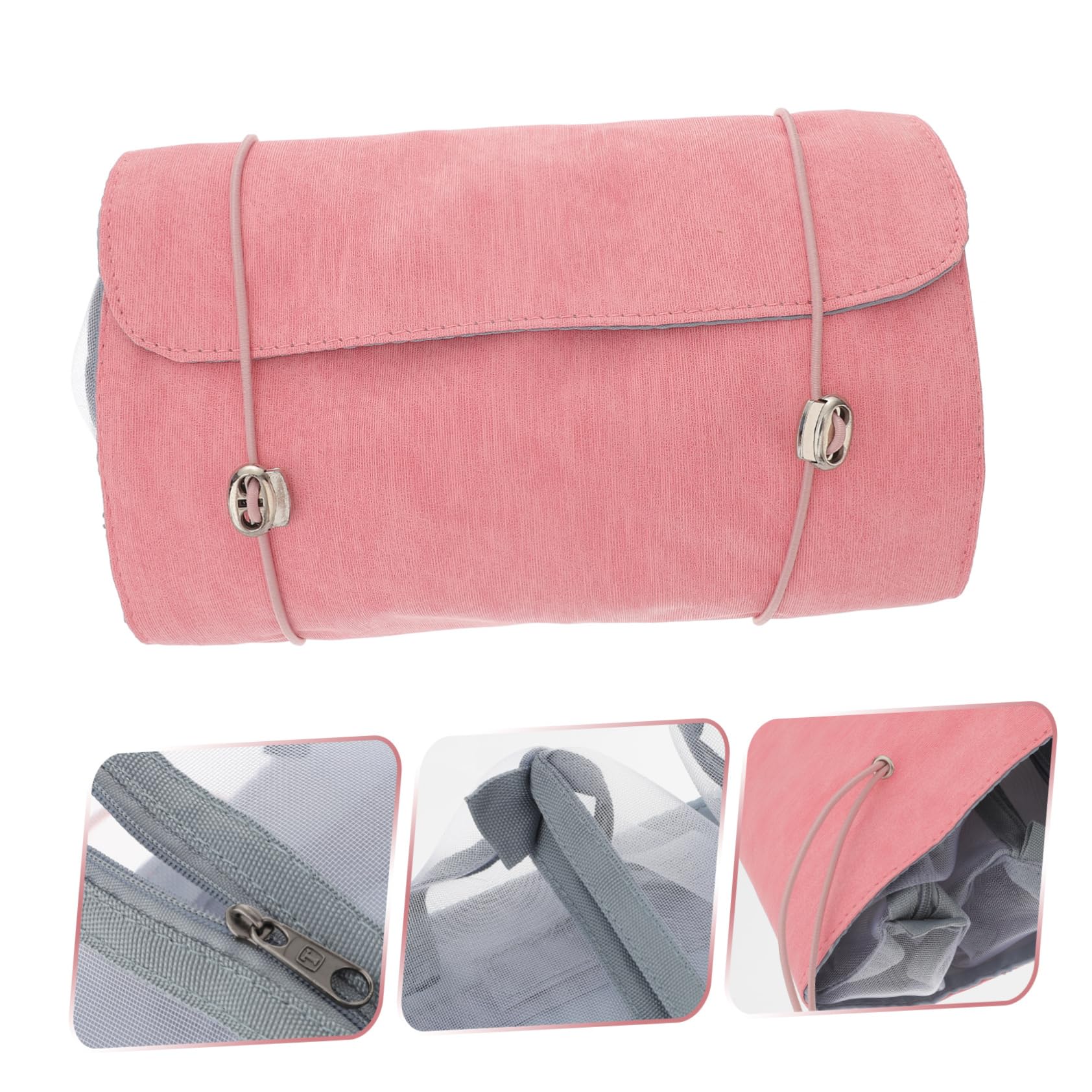 MAGICLULU 3 Piezas 4 En 1 Bolsa Cosméticos Bolsa Maquillaje Plegable Neceser 4 En 1 Artículos Tocador para Mujeres Organizador Bolso para Bolso Viajar PU Rosa Artículos Aseo