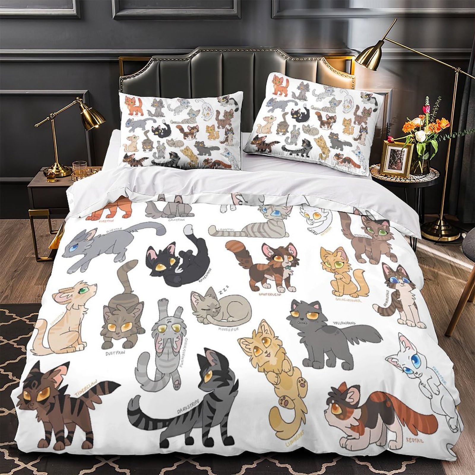Linge de lit microfibre 3D Coon Cats 3 pièces housse couette 220x240cm résistante motif félin