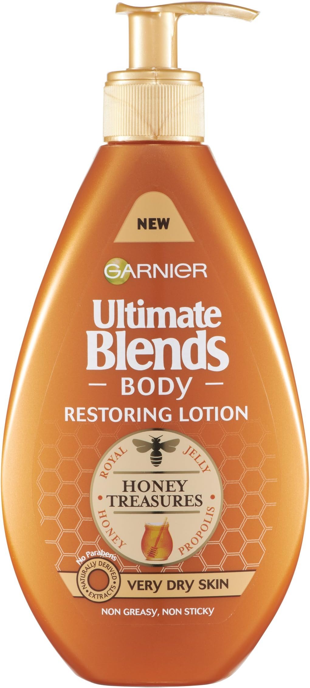 Garnier Ultimate Blends Honey Treasures Body Lotion 250 ml, With Restoring Honey & Beeswax, Leaves Skin Nourished & Soothed, For Very Dry Skin, Fast Absorbing & Non Greasy