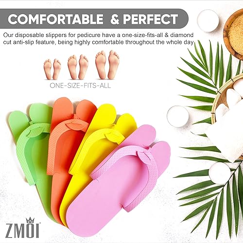 Miniatura 2 de 12 pares de pantuflas de pedicura desechables  Espuma EVA antideslizante talla única para pedicura  Cómodo y seguro  6 colores divertidos  Ideal