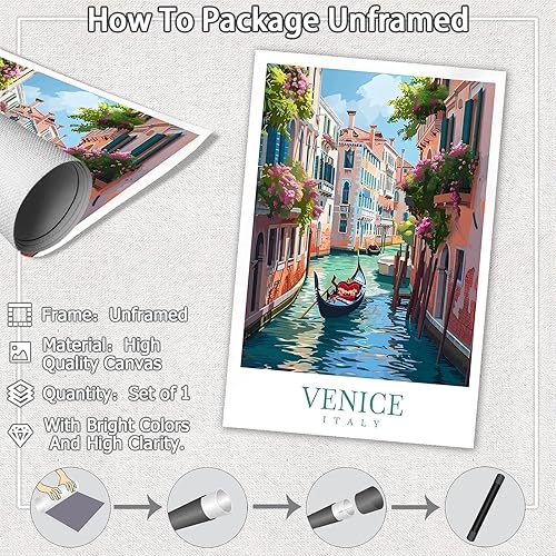 Miniatura 2 de Arte de pared de edificios de agua de Venecia de moda, arte de pared, diseño de paisaje de ciudad de Venecia, pósteres de lienzo para Europa,