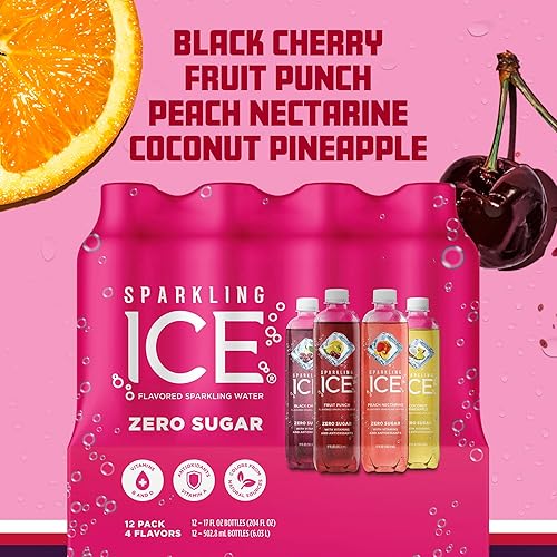 Miniatura 2 de Sparkling Ice Paquete Familiar Rosa Botellas de 17 oz Paquete de 12 Sabores Cereza Negra Durazno Nectarina Coco Piña Toronja Rosa - El diseño puede