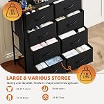 Somdot Dresser pour chambre avec 8 Tiroirs, grand rangement Organisateur Châtaigne de tiroirs avec des bacs en tissu pour le salon Cabinet Enfants Côté lit Garderie Blanchisserie Entrée, Noir