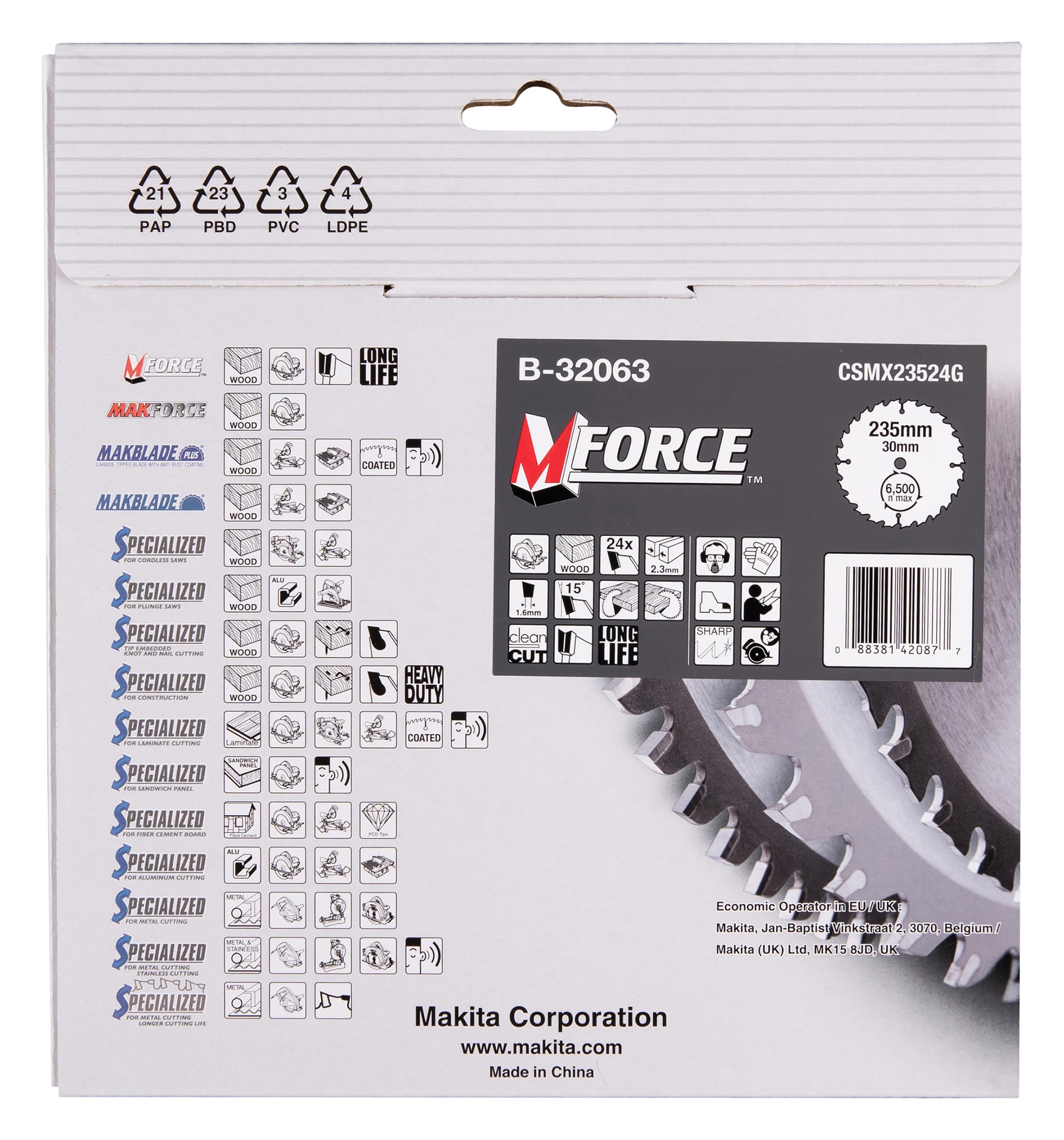 Aparoli B-32063 - Lama da sega circolare Makita Mak-Force 235 mm