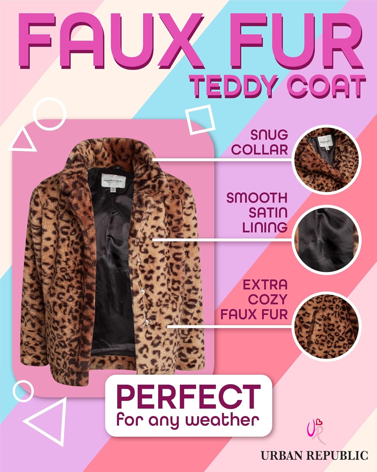 URBAN REPUBLIC Girls Jacket - Warm Long Length Plush Ultra Soft Faux Fur Jacket Teddy Coat for Girls (Sizes 7-16) - Image 2