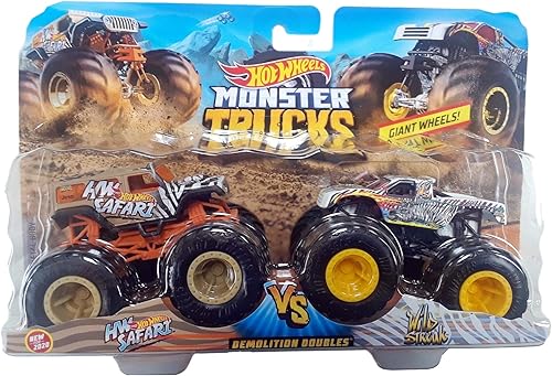 Hot Wheels Monster Trucks Demolición Dobles HW Safari VS Wild Streak escala 164