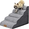 trhillsbrad wide dog stairs 5 steps 62 cm high for small dogs high density foam pet stairs washable cover and non-slip base