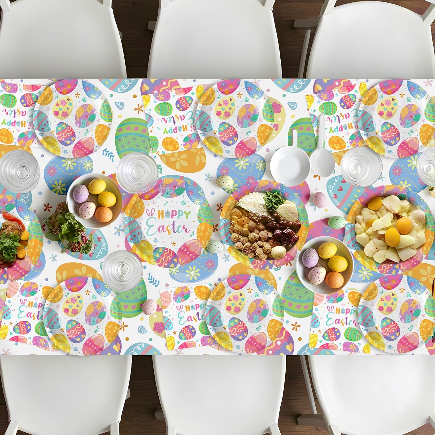 150 Pack Easter Party Supplies Set, Happy Easter Dinnerware Set Includes Heavy Duty Dessert Dinner Plates and Luncheon Napkins for Spring Birthday Party Decorations Table Decor, Serves 50 - Image 5
