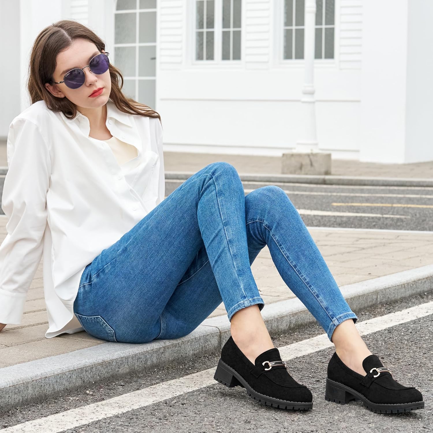 Alicegana Platform Loafers for Women Fashion: Comfortable Suede Chunky Penny Loafer Casual Slip on Dress Business Work Shoes - Image 3