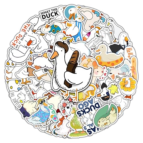 BIGZORO Pack 50 PCS Duck Stickers Waterproof Vinyl Decals Accessories Decorations Patches Laptop Bumper Water Bottles Computer Bicycle Luggage Phone Case Skateboard Refrigerator