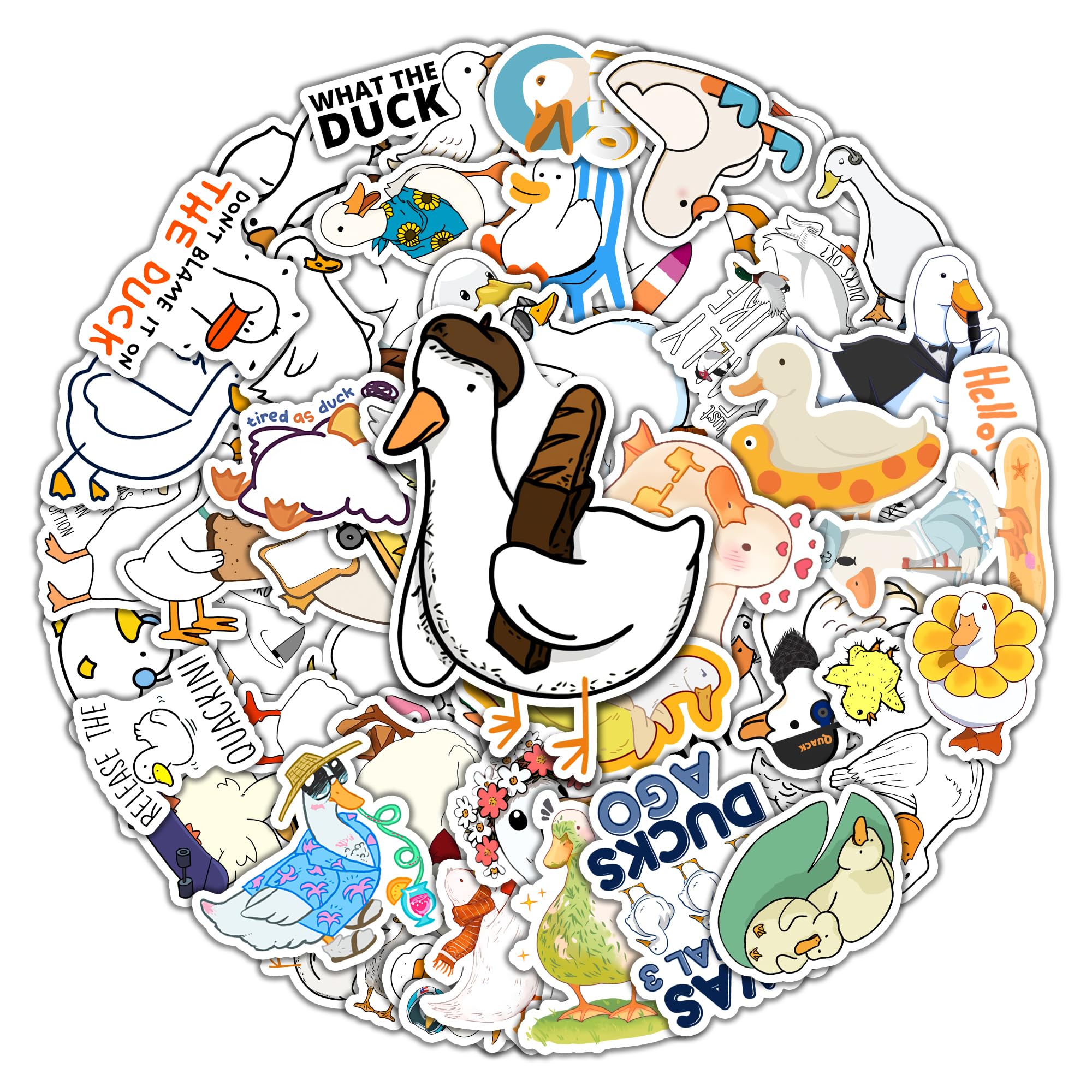 BIGZORO Pack 50 PCS Duck Stickers Waterproof Vinyl Decals Accessories Decorations Patches Laptop Bumper Water Bottles Computer Bicycle Luggage Phone