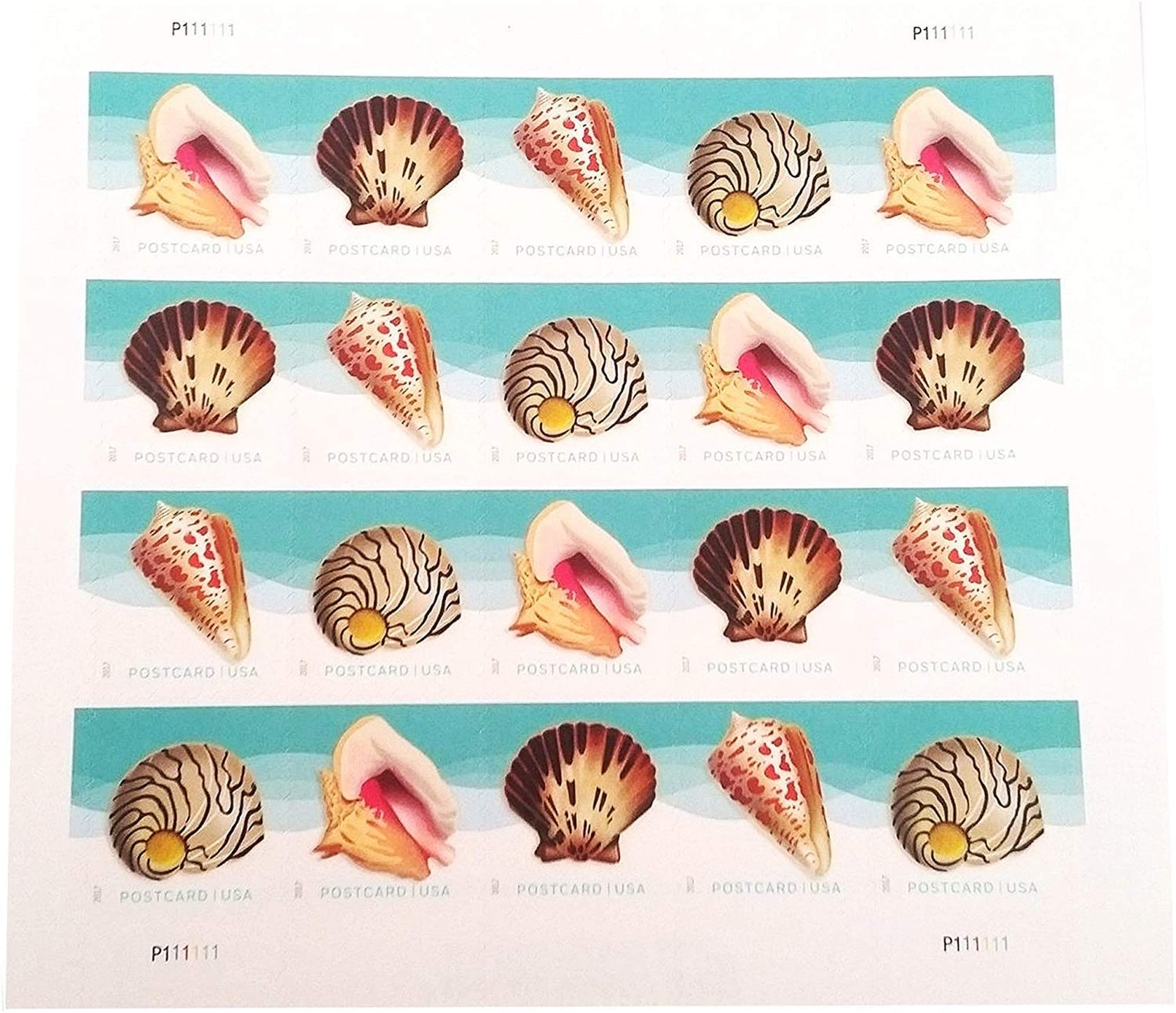 Seashell Postcard Rate (Pane of 20) Mail-use US Postage Stamps