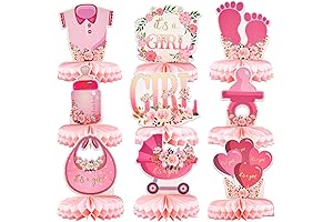 9 Pieces Pink Baby Girl Honeycomb Centerpieces for Baby Shower
