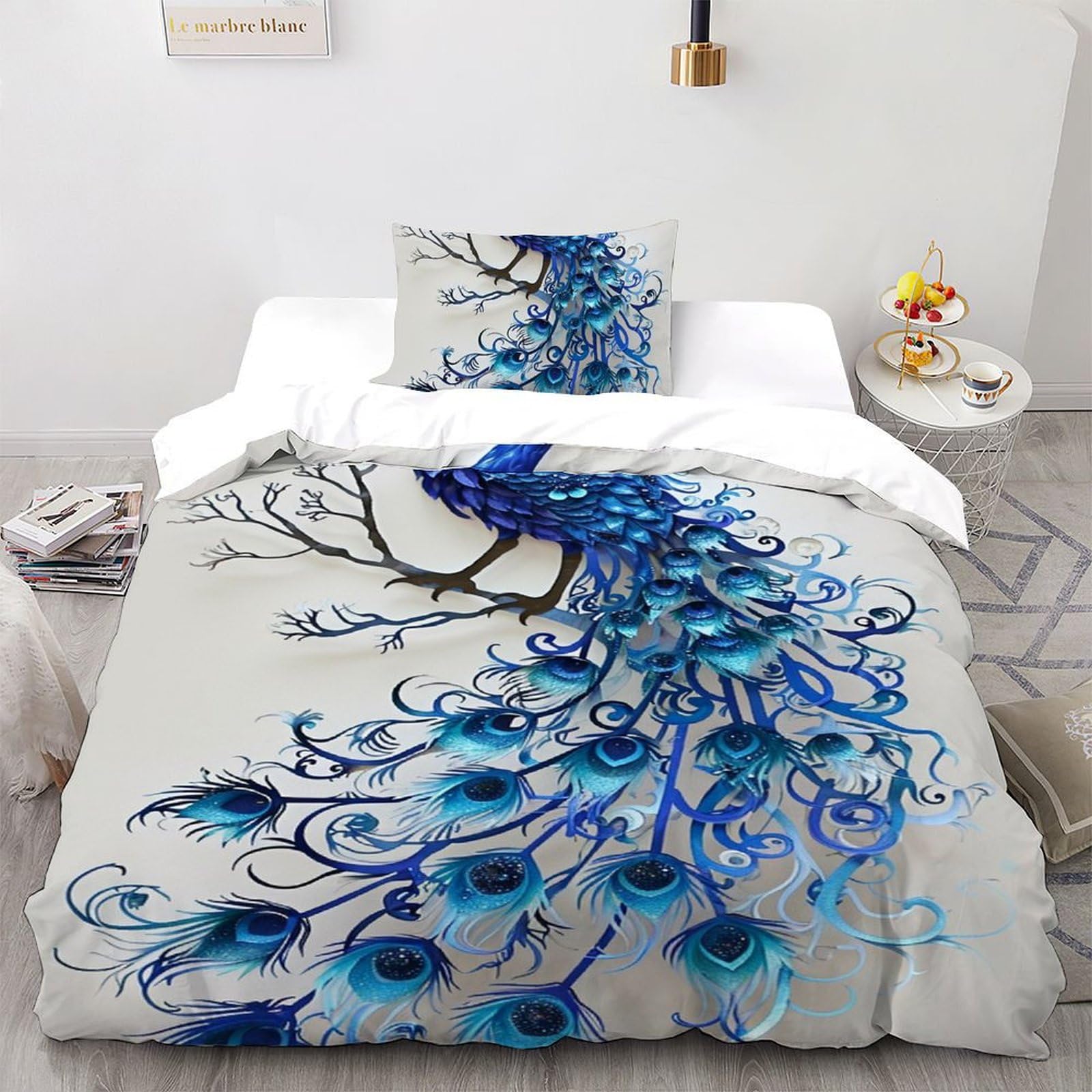 Housse de couette paon animal printed pour transformer l'ambiance d'une chambre adulte ou enfant