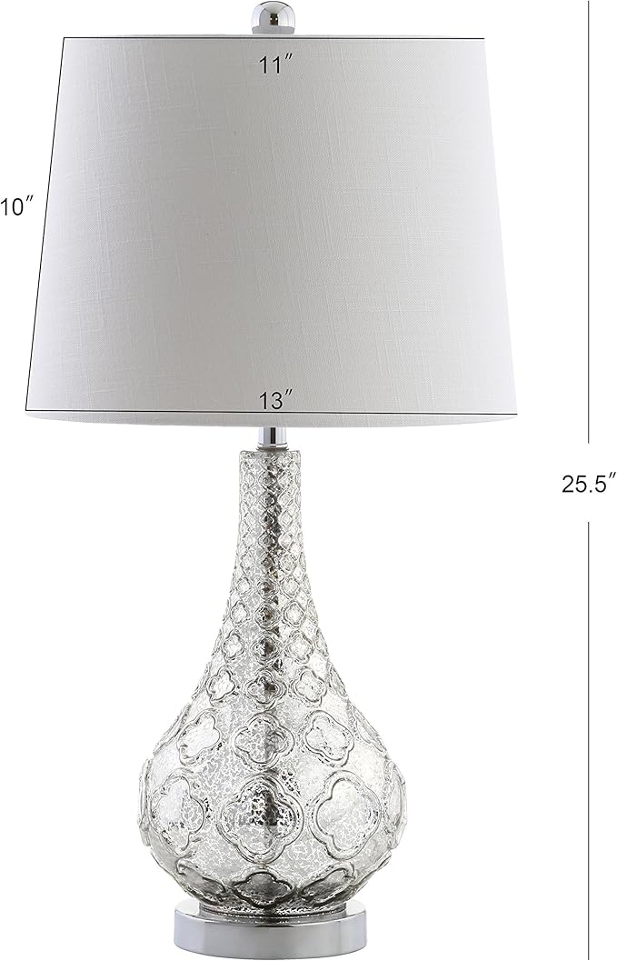 JONATHAN Y JONATHAN Y JYL1077A-SET2 Set of 2 Table Lamps Darren 25.5" Glass LED Table Lamp Contemporary Bedside Desk Nightstand Lamp for Bedroom Living Room Office College Bookcase, Mercury Silver photo 6