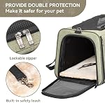 Petsfit Pet Carrier Airline Approved,Expandable Cat Carrier with Locking Zipper and Shoulder Strap, Storage Pockets for Houses Cats, Kittens Puppies or Small Dog up to 20 Pounds,Green L