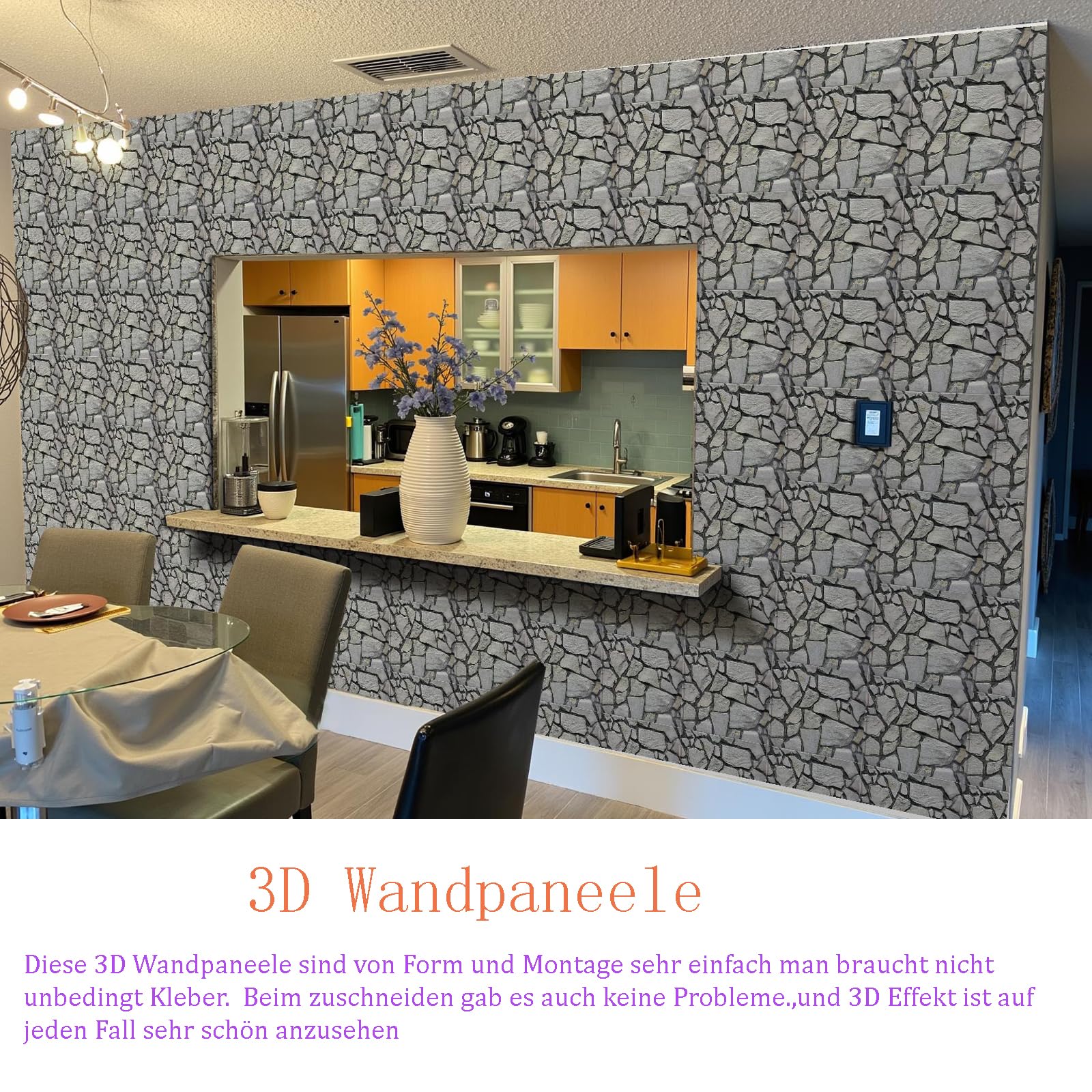 3D-wandpanelen, zelfklevend, 10 stuks, behang steenlook, muurstickers, fotobehang, zelfklevend, decoratieve folie voor keuken, slaapkamer, woonkamer, 35 x 35 x 0,3 cm, zwart