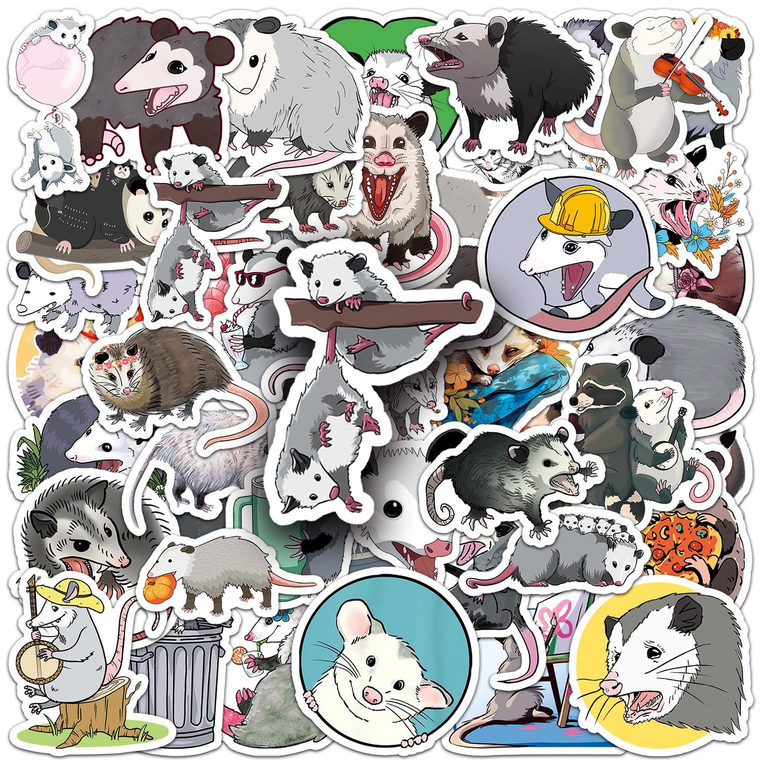 Cute Rat Stickers Opossum Sticker Pack for Water Bottles, Laptops, Vinyl Waterproof Decals Possum Party Favors Supplies, Funny Opossum Gifts